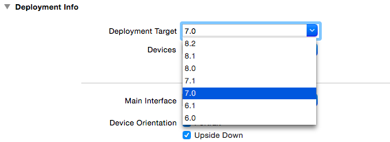 The deployment targets in our program's project settings.